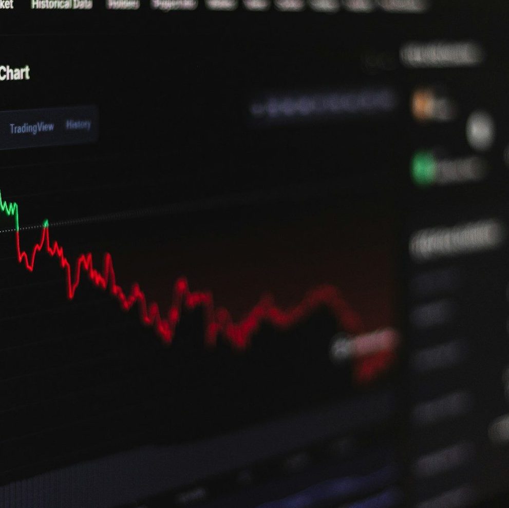 a computer screen displaying a stock market chart